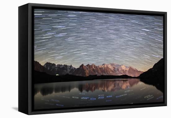 Star Trail over Mont Blanc Range Seen from Lac Des Cheserys-Roberto Moiola-Framed Premier Image Canvas