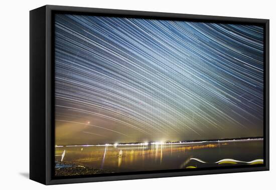 Star Trail Photography at Lake Starnberg, Germany-Benjamin Engler-Framed Premier Image Canvas