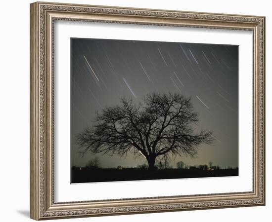 Star Trails, 20 Minutes Exposure Time, Pusztaszer, Hungary-Bence Mate-Framed Photographic Print