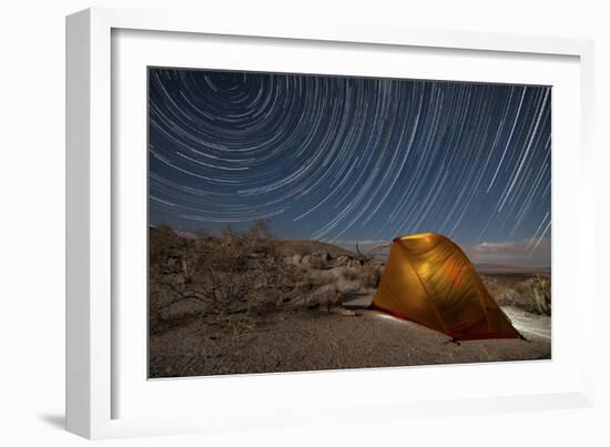 Star Trails Above a Campsite in Anza Borrego Desert State Park, California-null-Framed Photographic Print