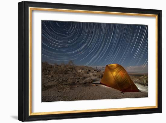 Star Trails Above a Campsite in Anza Borrego Desert State Park, California-null-Framed Photographic Print