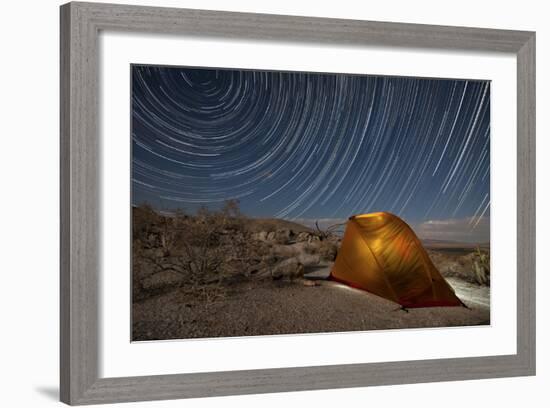 Star Trails Above a Campsite in Anza Borrego Desert State Park, California-null-Framed Photographic Print