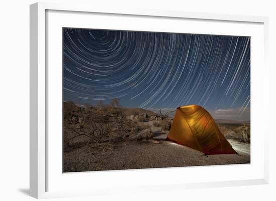 Star Trails Above a Campsite in Anza Borrego Desert State Park, California-null-Framed Photographic Print