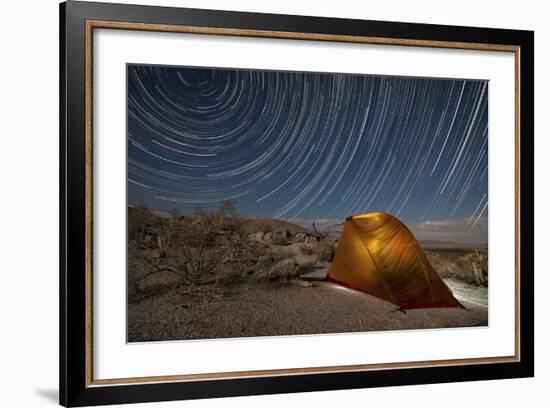 Star Trails Above a Campsite in Anza Borrego Desert State Park, California-null-Framed Photographic Print