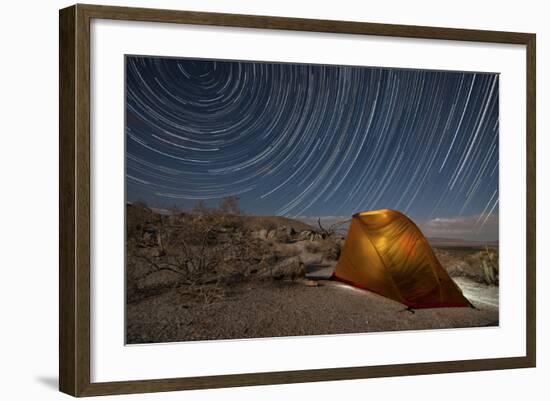 Star Trails Above a Campsite in Anza Borrego Desert State Park, California-null-Framed Photographic Print