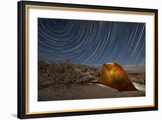 Star Trails Above a Campsite in Anza Borrego Desert State Park, California-null-Framed Photographic Print