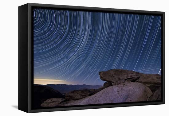 Star Trails and a Granite Rock Outcropping Overlooking Anza Borrego Desert State Park-null-Framed Premier Image Canvas