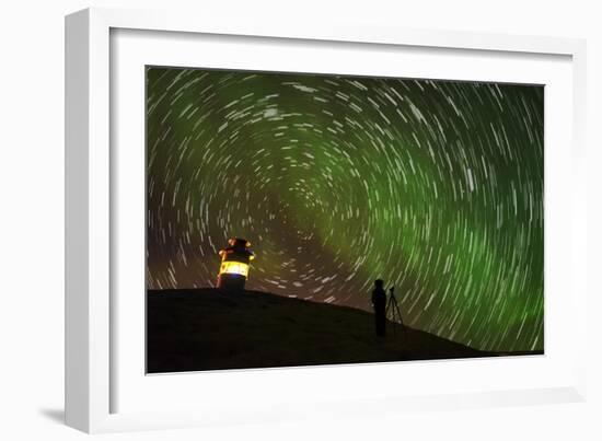 Star Trails and Aurora Borealis or Northern Lights, Iceland-Arctic-Images-Framed Premium Photographic Print