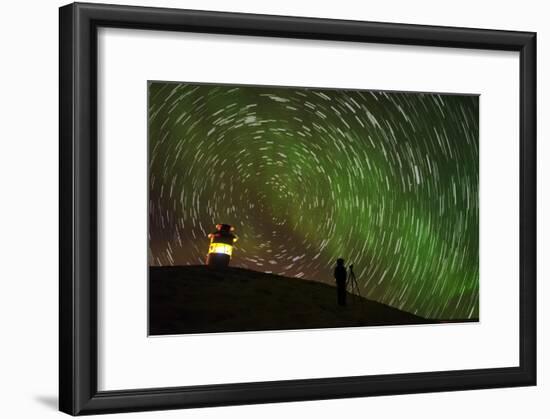 Star Trails and Aurora Borealis or Northern Lights, Iceland-Arctic-Images-Framed Photographic Print