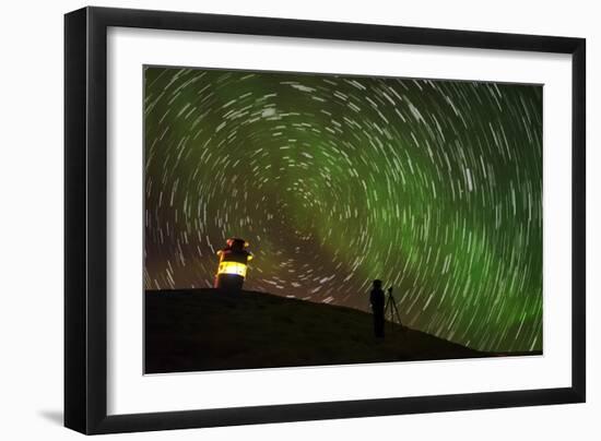 Star Trails and Aurora Borealis or Northern Lights, Iceland-Arctic-Images-Framed Photographic Print