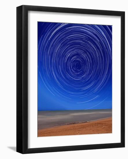 Star Trails around the South Celestial Pole at the Beach in Miramar, Argentina-Stocktrek Images-Framed Photographic Print