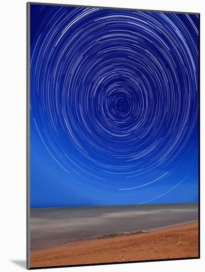 Star Trails around the South Celestial Pole at the Beach in Miramar, Argentina-Stocktrek Images-Mounted Photographic Print