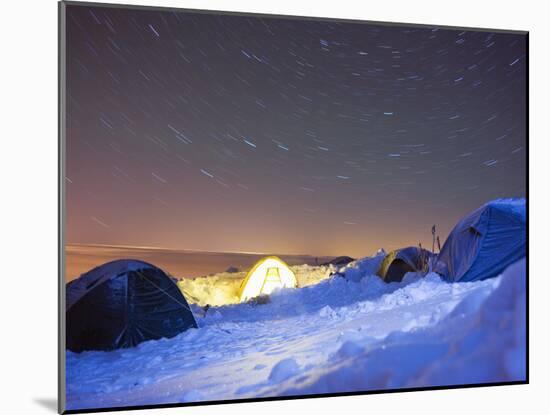 Star Trails, Camp Site at 4000M on Mont Blanc, Chamonix, French Alps, France, Europe-Christian Kober-Mounted Photographic Print