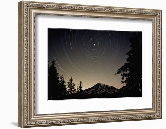 Star Trails Circle Above Mount Rainier-null-Framed Photographic Print