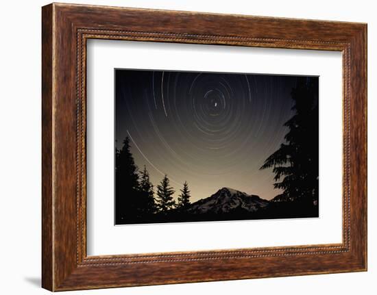 Star Trails Circle Above Mount Rainier-null-Framed Photographic Print