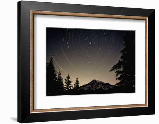 Star Trails Circle Above Mount Rainier-null-Framed Photographic Print