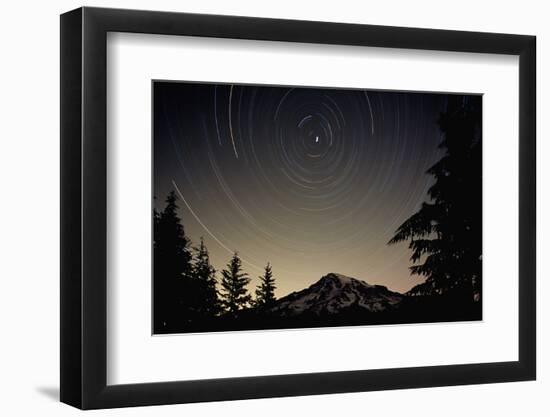 Star Trails Circle Above Mount Rainier-null-Framed Photographic Print