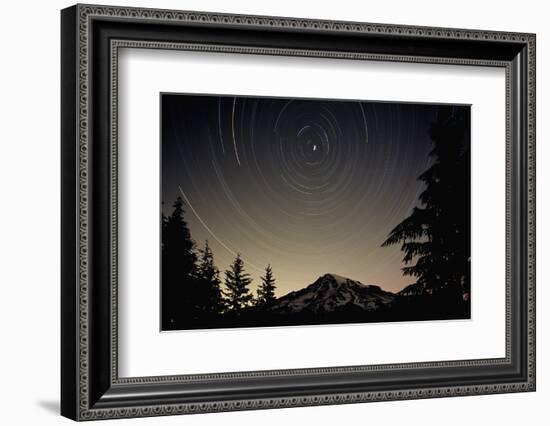 Star Trails Circle Above Mount Rainier-null-Framed Photographic Print