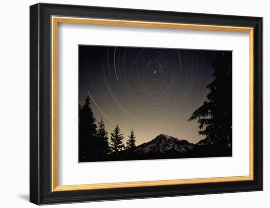 Star Trails Circle Above Mount Rainier-null-Framed Photographic Print