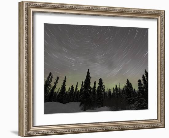 Star Trails, Milky Way and Green Aurora-Stocktrek Images-Framed Photographic Print