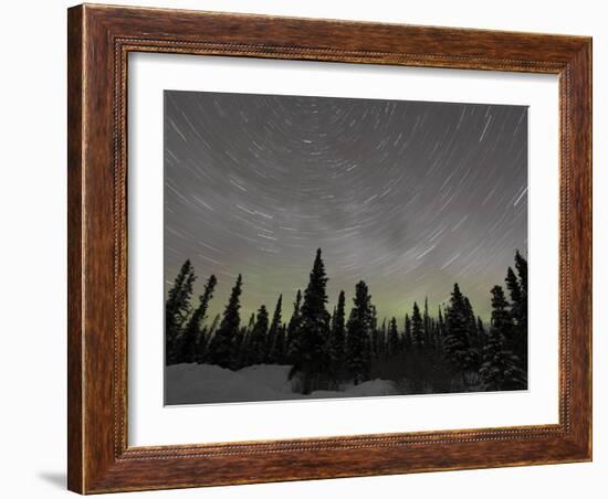 Star Trails, Milky Way and Green Aurora-Stocktrek Images-Framed Photographic Print