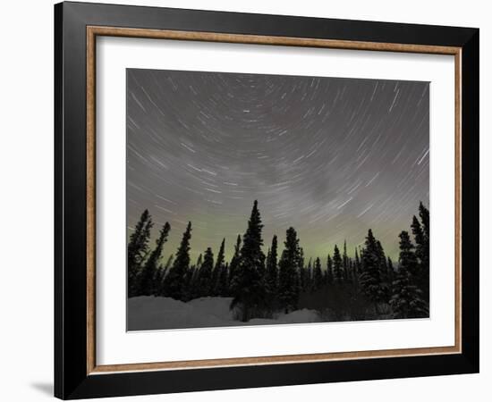 Star Trails, Milky Way and Green Aurora-Stocktrek Images-Framed Photographic Print