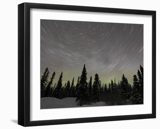 Star Trails, Milky Way and Green Aurora-Stocktrek Images-Framed Photographic Print