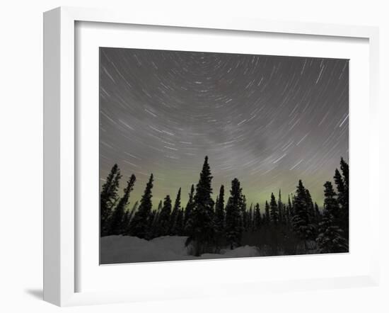 Star Trails, Milky Way and Green Aurora-Stocktrek Images-Framed Photographic Print