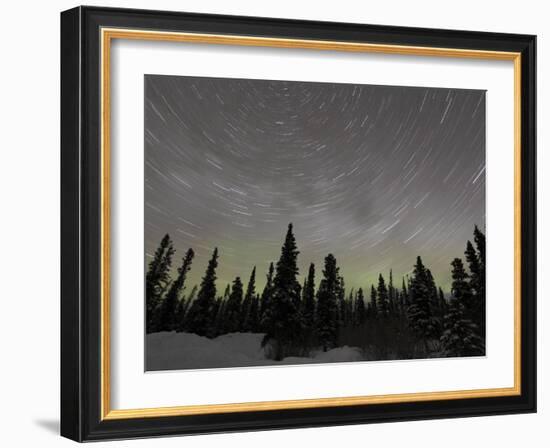 Star Trails, Milky Way and Green Aurora-Stocktrek Images-Framed Photographic Print