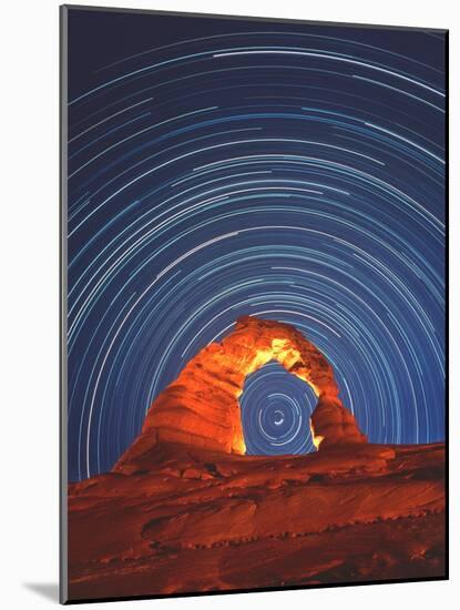 Star Trails Seen Through a Natural Rock A-David Nunuk-Mounted Photographic Print