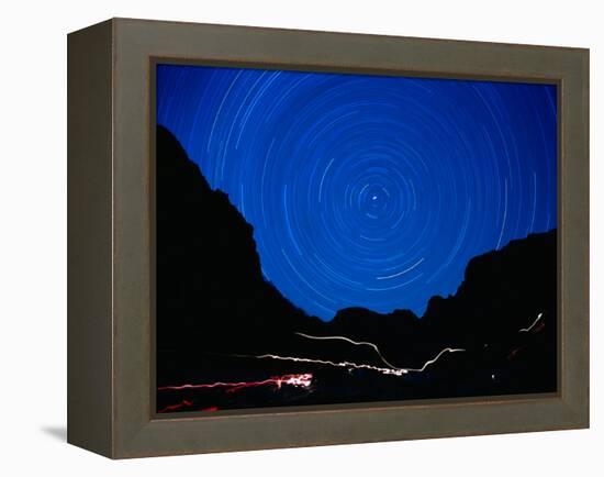 Star Trails withMountains at Night-Amy And Chuck Wiley/wales-Framed Premier Image Canvas