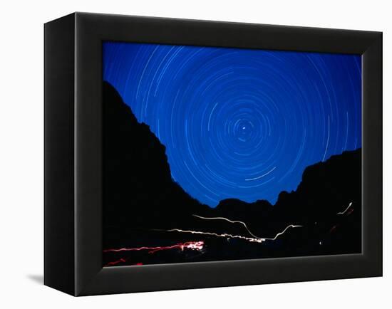 Star Trails withMountains at Night-Amy And Chuck Wiley/wales-Framed Premier Image Canvas