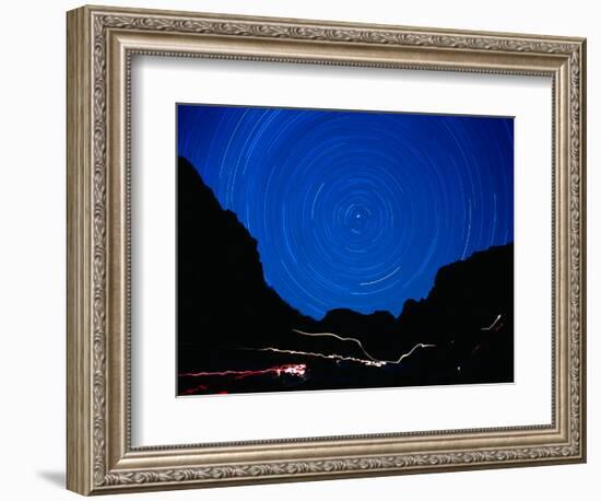 Star Trails withMountains at Night-Amy And Chuck Wiley/wales-Framed Photographic Print