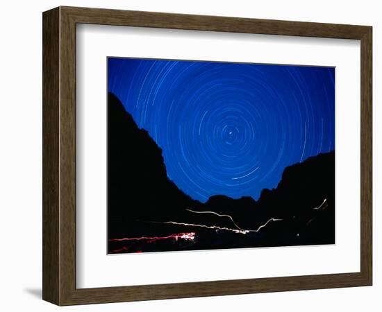 Star Trails withMountains at Night-Amy And Chuck Wiley/wales-Framed Photographic Print
