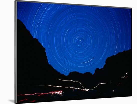 Star Trails withMountains at Night-Amy And Chuck Wiley/wales-Mounted Photographic Print