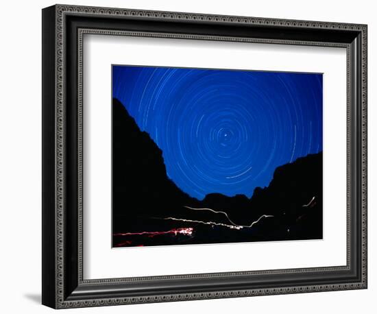 Star Trails withMountains at Night-Amy And Chuck Wiley/wales-Framed Photographic Print