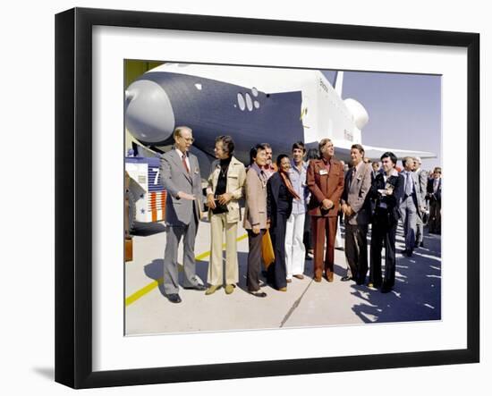 Star Trek Television Cast Members at the Roll Out of the Space Shuttle Prototype Enterprise-null-Framed Photo