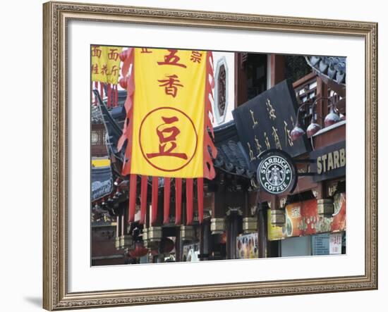 Starbucks in City God Temple at Yuyuang Bazaar, Shanghai, China-Keren Su-Framed Photographic Print