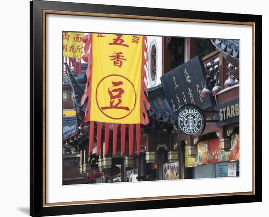 Starbucks in City God Temple at Yuyuang Bazaar, Shanghai, China-Keren Su-Framed Photographic Print