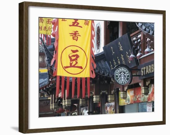 Starbucks in City God Temple at Yuyuang Bazaar, Shanghai, China-Keren Su-Framed Photographic Print