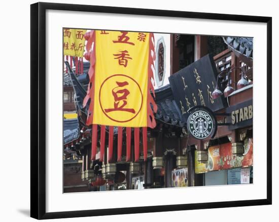 Starbucks in City God Temple at Yuyuang Bazaar, Shanghai, China-Keren Su-Framed Photographic Print