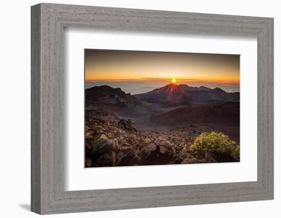 Starburst Sunrise Shot on the Summit of Haleakala Volcano Overlooking the Volcanic Crater in Haleak-Evan Austen-Framed Photographic Print