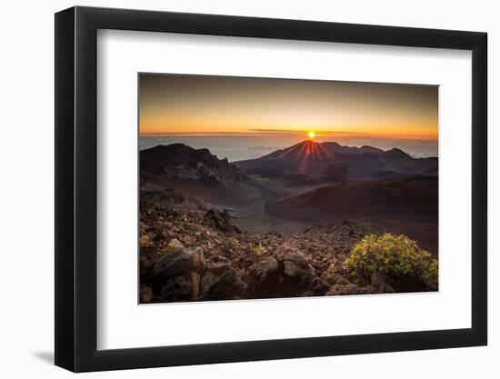 Starburst Sunrise Shot on the Summit of Haleakala Volcano Overlooking the Volcanic Crater in Haleak-Evan Austen-Framed Photographic Print