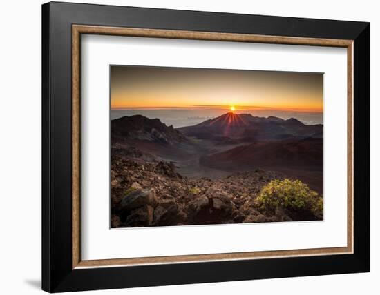 Starburst Sunrise Shot on the Summit of Haleakala Volcano Overlooking the Volcanic Crater in Haleak-Evan Austen-Framed Photographic Print