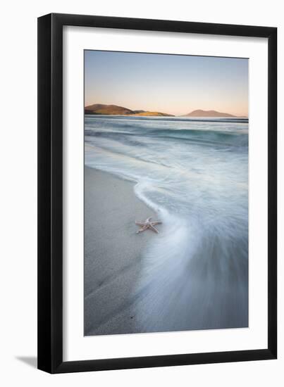 Starfish and Flowing Tide at Luskentyre Losgaintir Beach, Isle of Harris, Outer Hebrides, Scotland-Stewart Smith-Framed Photographic Print