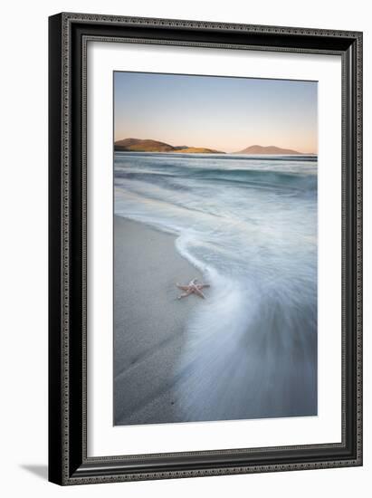 Starfish and Flowing Tide at Luskentyre Losgaintir Beach, Isle of Harris, Outer Hebrides, Scotland-Stewart Smith-Framed Photographic Print