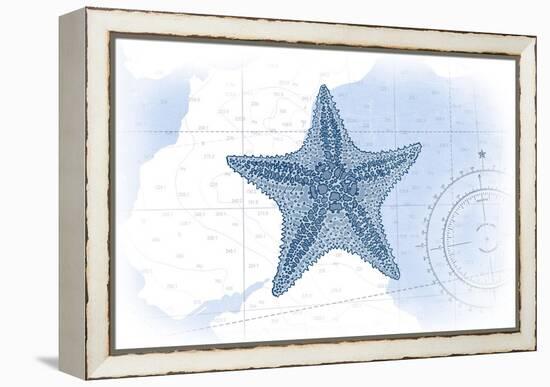 Starfish - Blue - Coastal Icon-Lantern Press-Framed Stretched Canvas