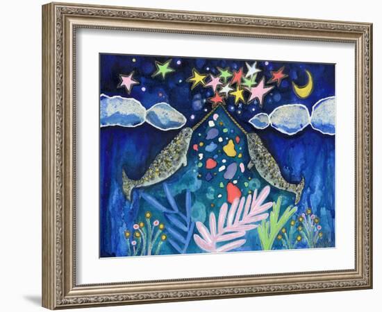 Stargazing Narwhals-Wyanne-Framed Giclee Print