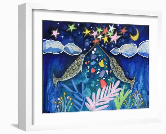 Stargazing Narwhals-Wyanne-Framed Giclee Print