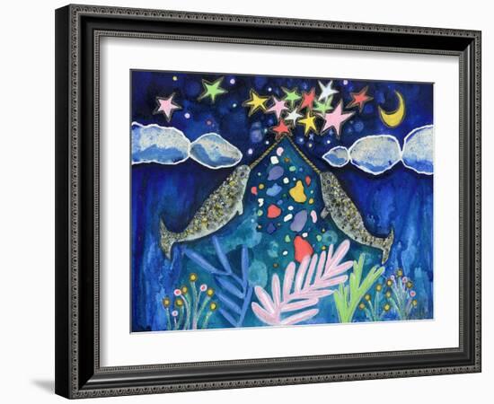 Stargazing Narwhals-Wyanne-Framed Giclee Print